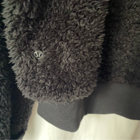 Lululemon Women Textured Fleece Hoodie 1/2 Zip Sz 8 Black Teddy Faux Sherpa - Picture 10 of 13